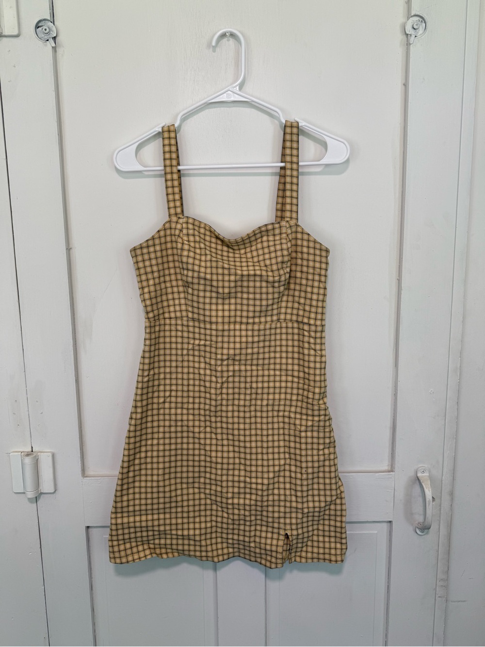 Hollister Yellow Checked Sweetheart Mini Dress